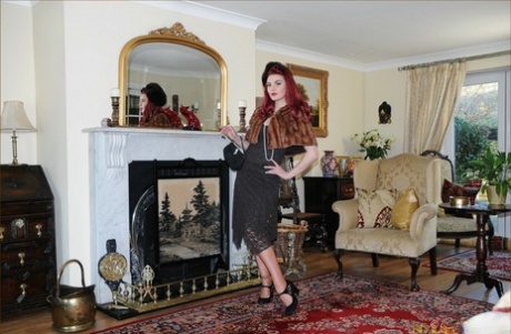 Solo model Amber goes topless in satin knickers and nylons paired with garters 55255924