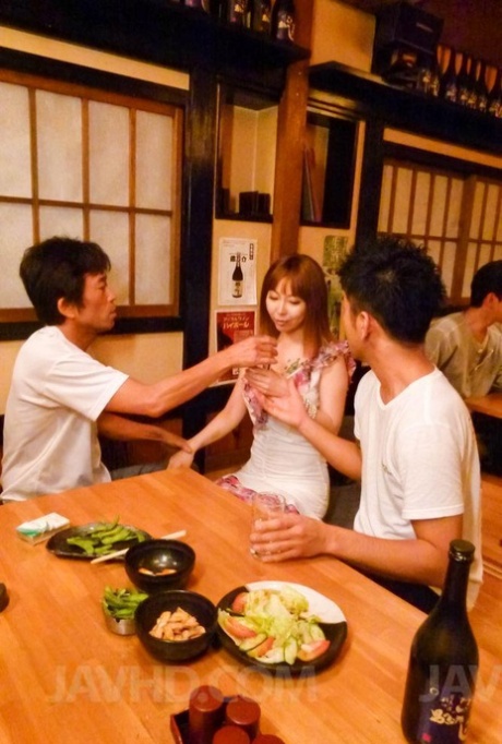 Redheaded Japanese girl Minami Kitagawa has sex with boys while dining 29481538