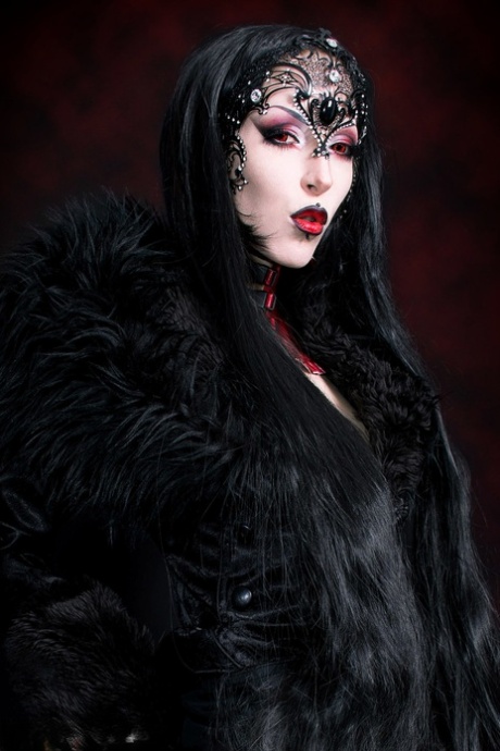 Goth girl Razor Candi works her tits and twat clear of see thru onesie 61909419