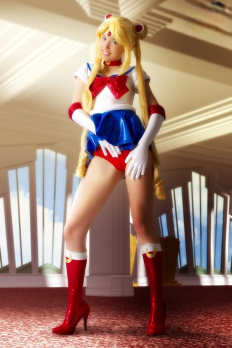 Asian cosplay enthusiast releases her smooth pussy during solo action 15424481