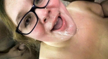SSBBW Ashley Bangs spits out cum after sucking off black and white cocks 44380747
