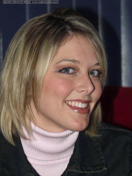 Blonde amateur Kyra frees her perky breasts from turtleneck sweater 71868767