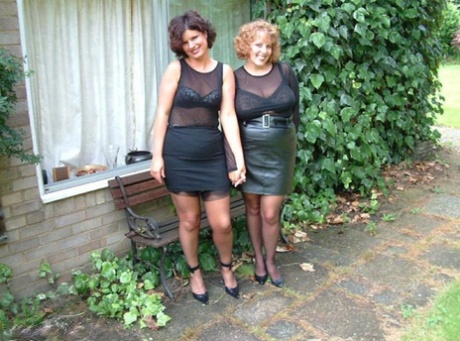 UK woman Curvy Claire and a GF strip to their underthings afore a man 71273202