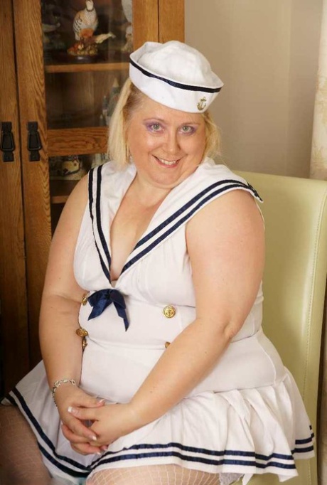 Blonde BBW Lexie Cummings plays with her pierced pussy in a sailor uniform 51460260