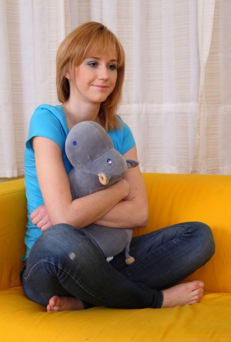 Strawberry blonde teen Lida kisses her guy after having sex on a sofa 21603681