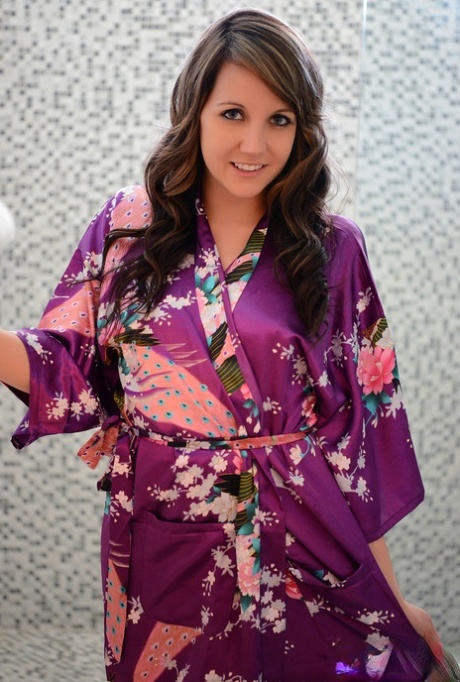 First timer Andi Land undoes her robe before pulling down her underwear 19933765