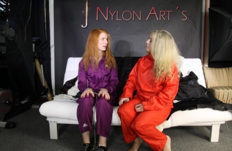 Blonde lesbian cleave gags and restrains her lesbian lover on a futon 56730592