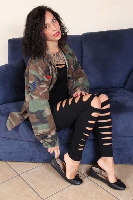 Pretty brunette Dolly C releases her even prettier feet from flat shoes 21446364