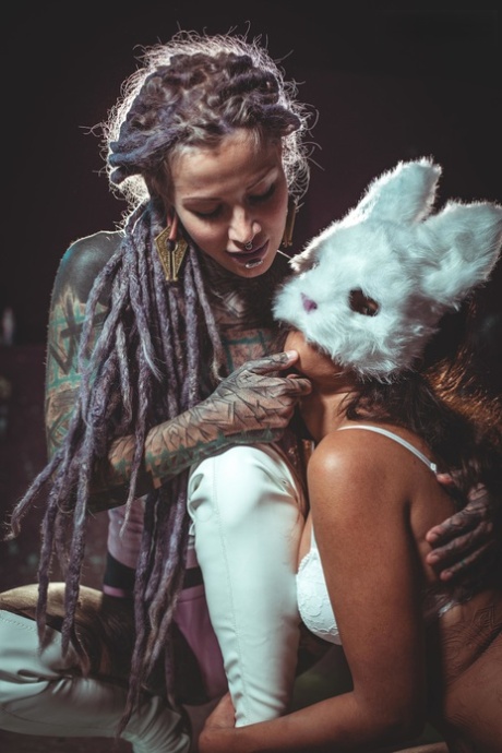 Tattooed chick suspends her lesbian lover after tying her up with ropes 61752694