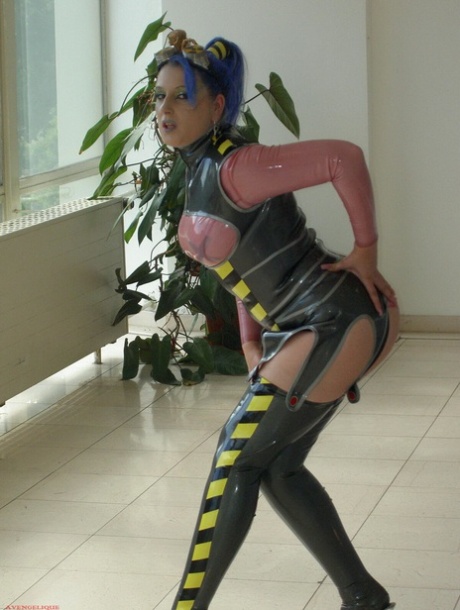 Fetish model Darkwing Zero poses in latex cosplay attire by herself 96411152