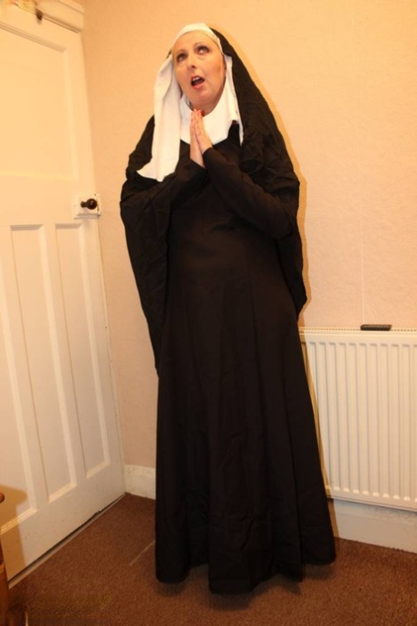 Blonde nun Tracey Lain reveals her shaved pussy before a POV blowjob 37485438