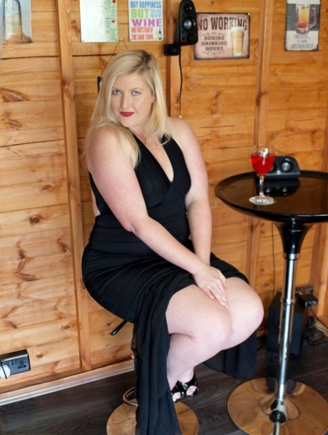 Blonde BBW Samantha highlights her big ass while going nude in black heels 70139064