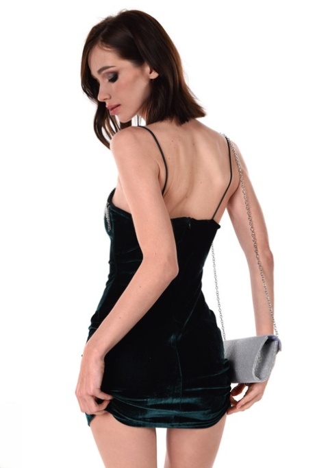 Hot girl Any Moloko plays with a vibrator after removing a cocktail dress 26140359