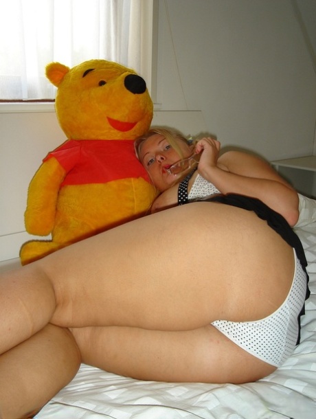 Cute blonde Curvy Meile takes off her glasses before showing her tits and twat 90245618