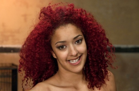 Black girl with curly red hair is restrained before being flogged and fucked 75210192