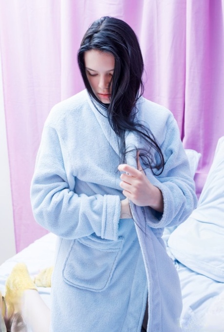 Dark haired teen Ariana Mun gets naked while brushing her teeth 16334731