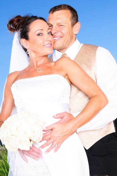 Beautiful bridesmaid Michelle Lay strips to white stockings and heels 30966727