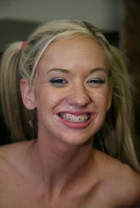 Young blonde Kaylee Hilton shows her cum covered braces after anal with a BBC 13579770