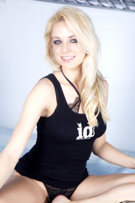Blonde amateur Basil Meadows holds her boobs during SFW action 33542215