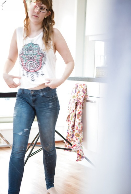 Petite redhead teen amateur Jada putting on some jeans after masturbating 72142375