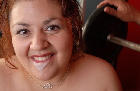 Overweight mature woman Reyna dripping cum from mouth after blowjob 77095693