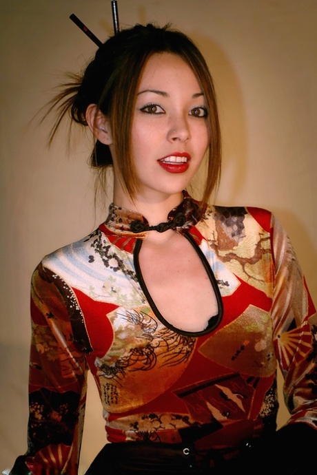 Amateur Asian babe Lucky exposing flat chest and pierced nipples 77026334