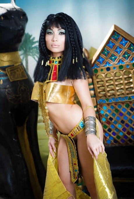 Brunette coed Rina Ellis freeing bare ass from Cleopatra outfit 53255386