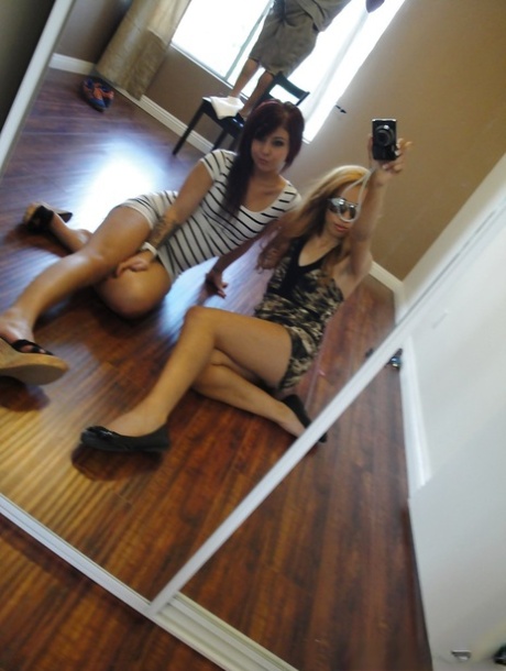 Lesbians with firm asses Madelyn Monroe and Chole Starr take mirror selfies 90405778