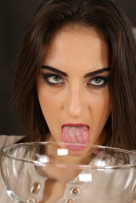 Horny bitch Miky Love pissing in a bowl and showing off her wet pants 68597176