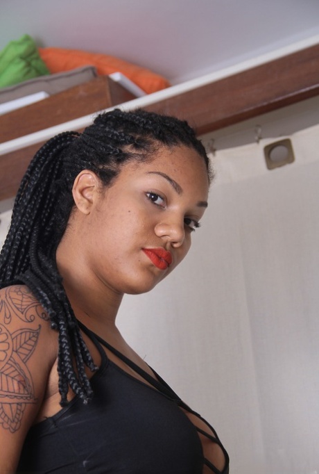 Ebony girl takes off her clothes and proudly showcases her hairless pussy 37745327